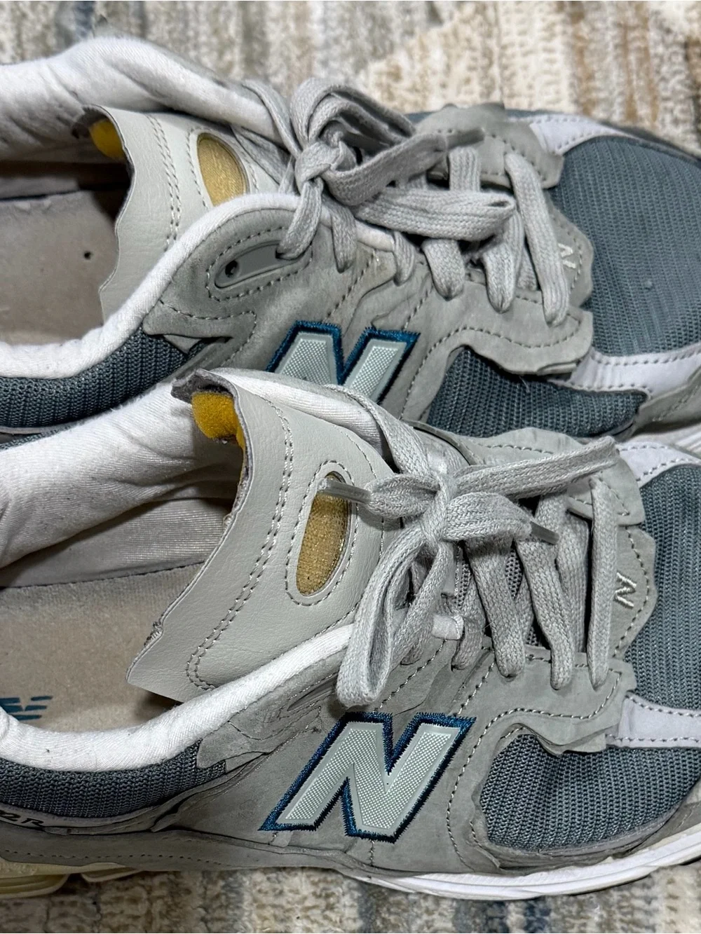 New Balance Grey, White & Blue Accent Running Sneakers